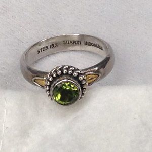 Indonesian Peridot Ring with 18K Accents - Size 9